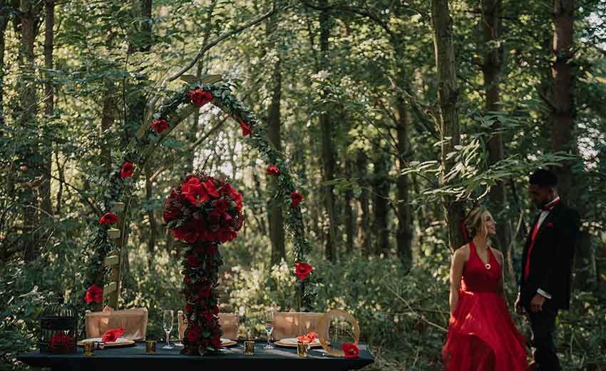Alternative wedding in a forest